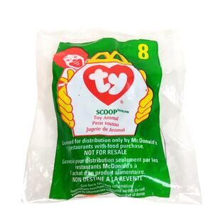 McDonalds TY Teenie Beanie Baby 1998 #8 Scoop Tag Error 1993 OakBrook Sealed